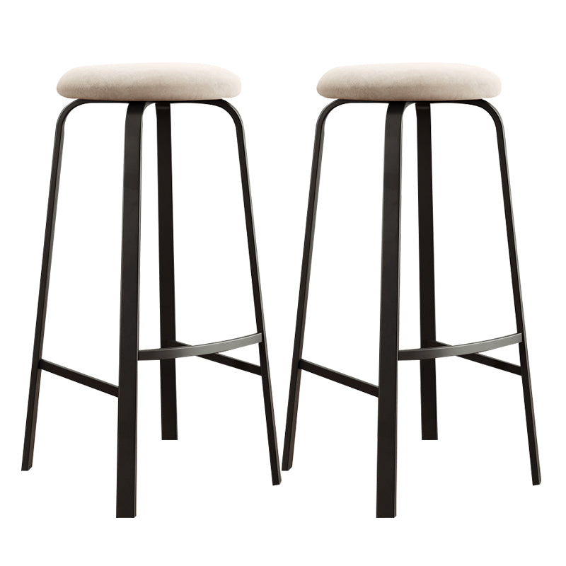 Contemporary Matte Finish Upholstered Stool Footrest Iron Bar Stool
