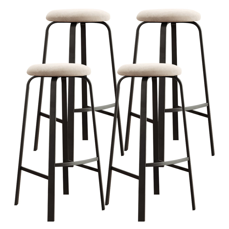 Contemporary Matte Finish Upholstered Stool Footrest Iron Bar Stool