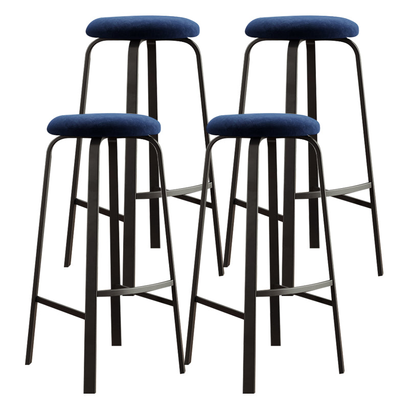 Contemporary Matte Finish Upholstered Stool Footrest Iron Bar Stool