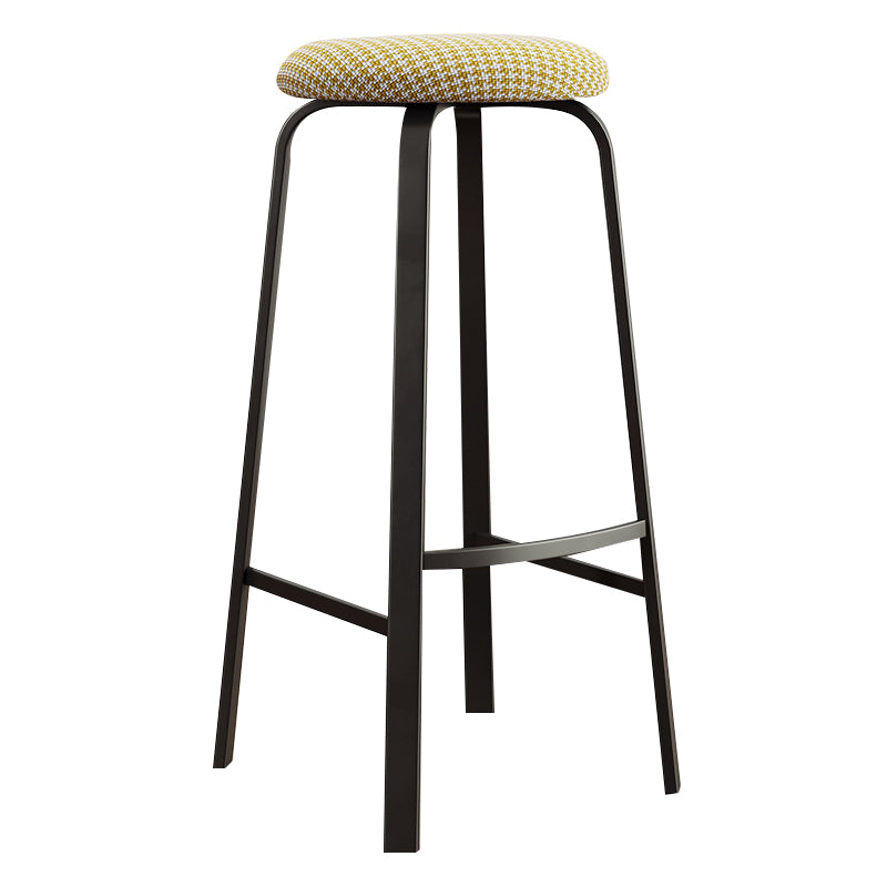 Contemporary Matte Finish Upholstered Stool Footrest Iron Bar Stool