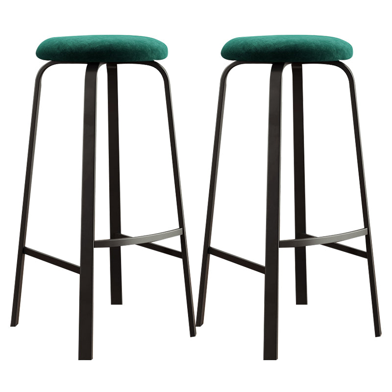 Contemporary Matte Finish Upholstered Stool Footrest Iron Bar Stool