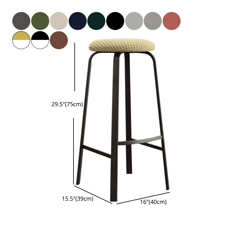 Contemporary Matte Finish Upholstered Stool Footrest Iron Bar Stool