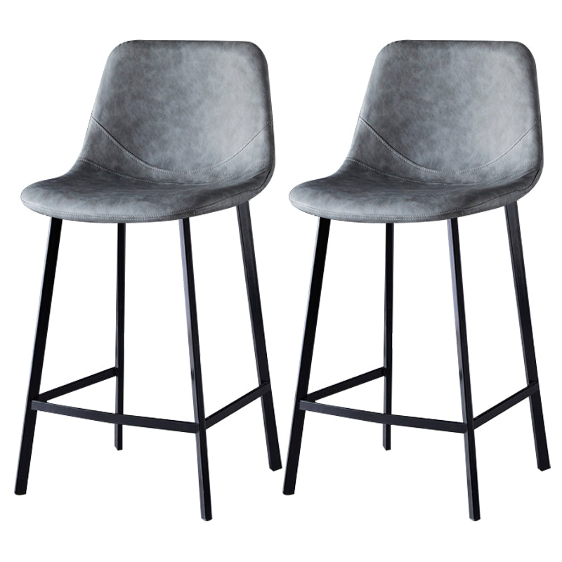 Scandinavian Leather Restaurant Stool Matte Finish Footrest Barstool