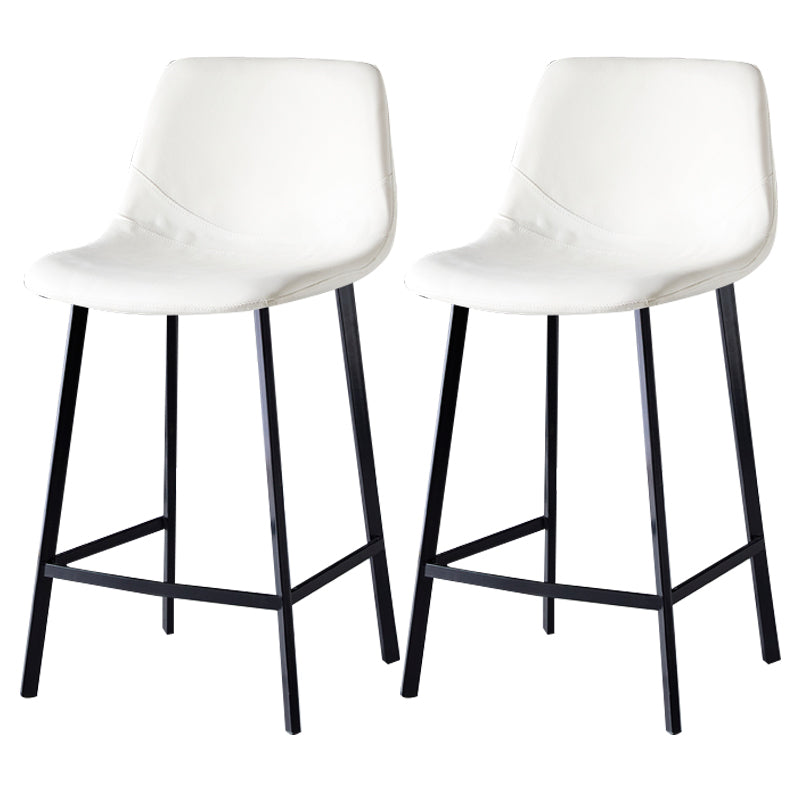 Scandinavian Leather Restaurant Stool Matte Finish Footrest Barstool