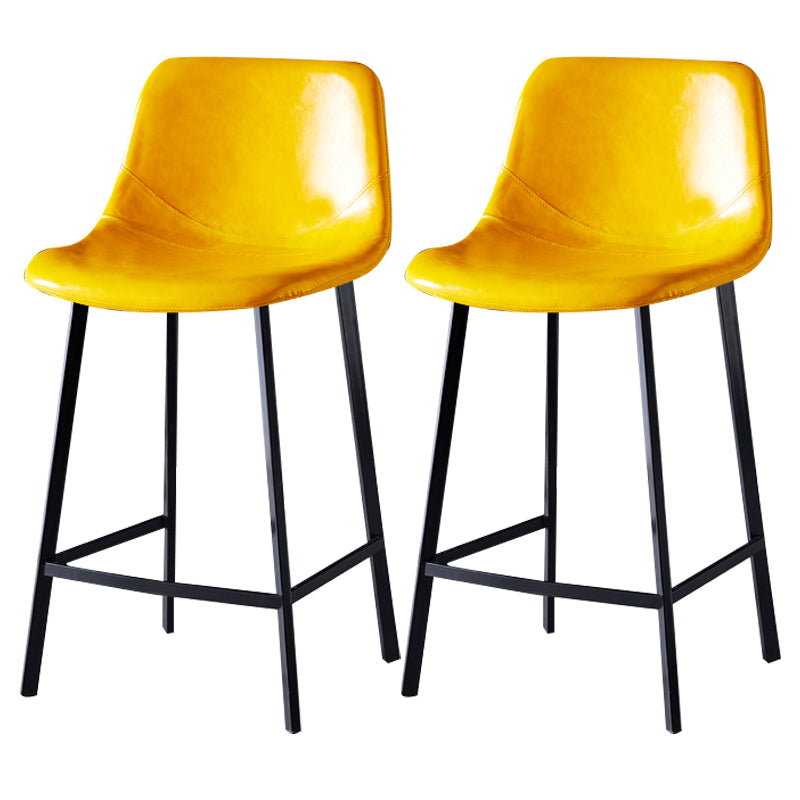 Scandinavian Leather Restaurant Stool Matte Finish Footrest Barstool