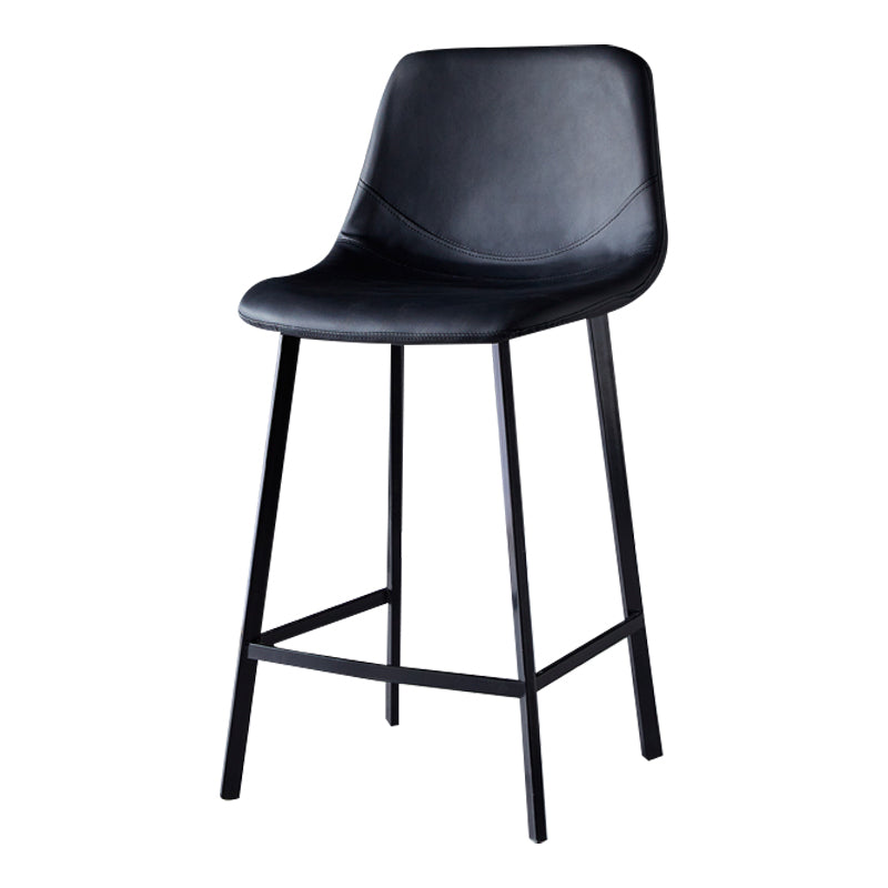 Scandinavian Leather Restaurant Stool Matte Finish Footrest Barstool
