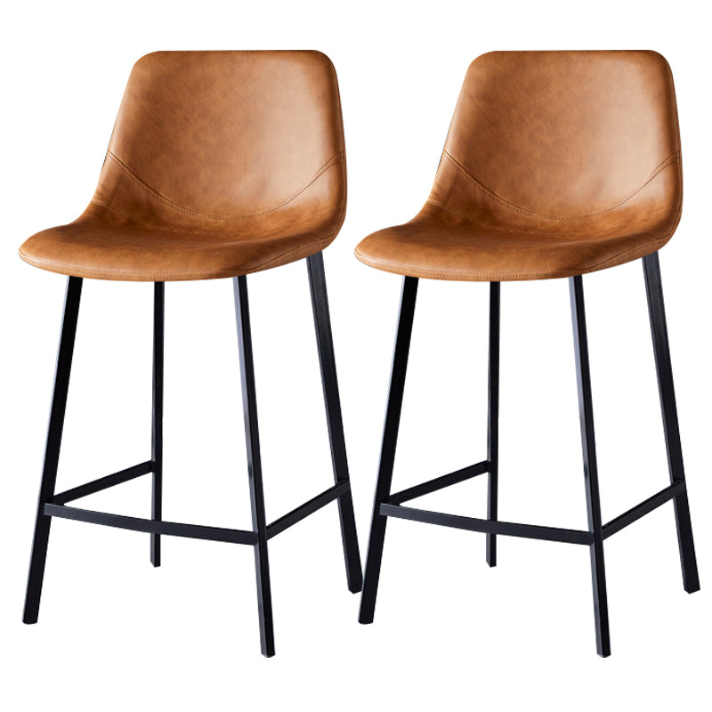 Scandinavian Leather Restaurant Stool Matte Finish Footrest Barstool