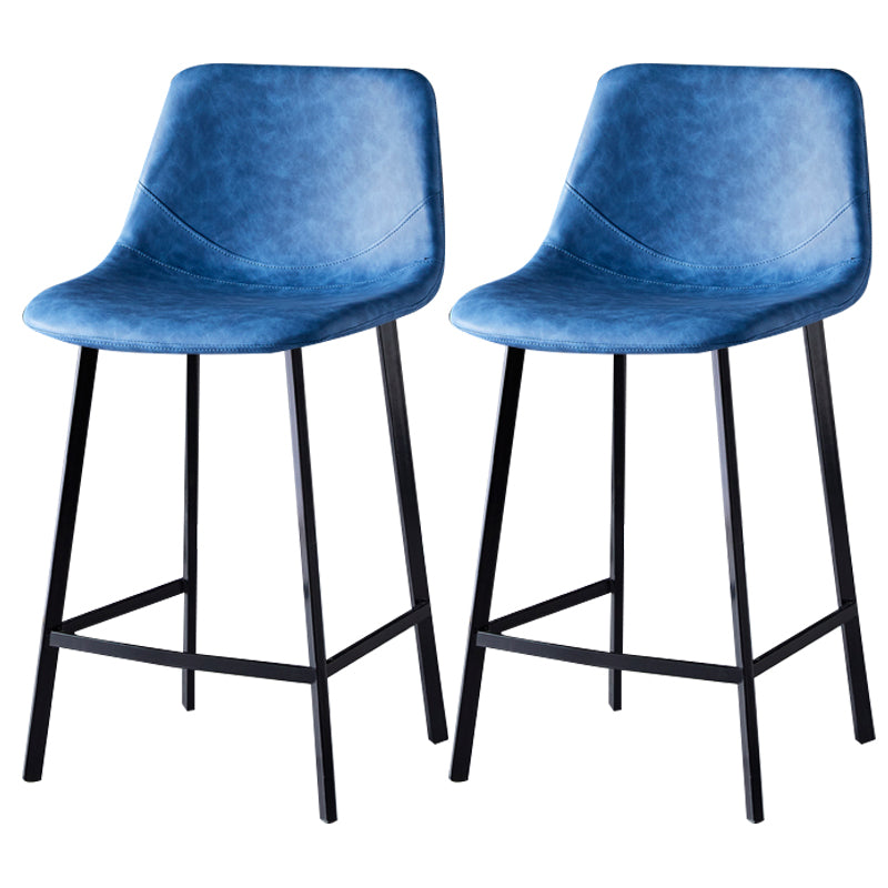 Scandinavian Leather Restaurant Stool Matte Finish Footrest Barstool