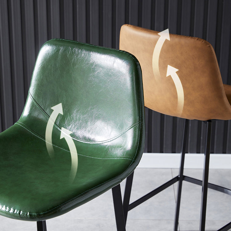 Scandinavian Leather Restaurant Stool Matte Finish Footrest Barstool