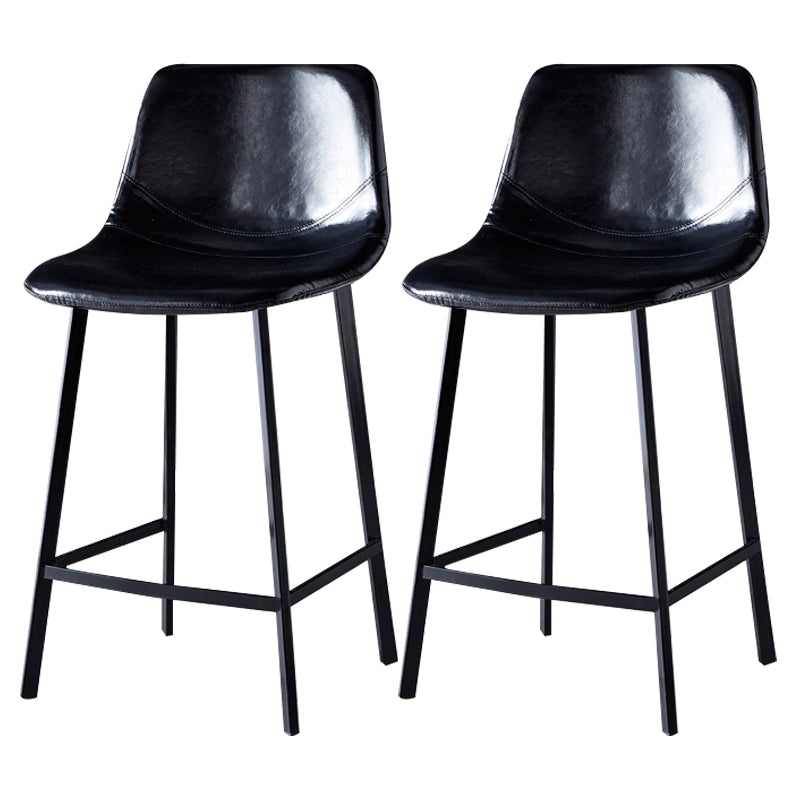 Scandinavian Leather Restaurant Stool Matte Finish Footrest Barstool