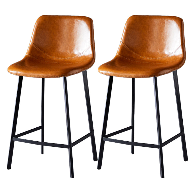 Scandinavian Leather Restaurant Stool Matte Finish Footrest Barstool