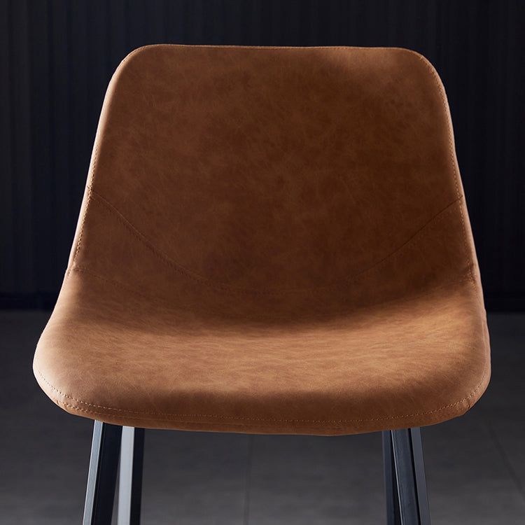 Scandinavian Leather Restaurant Stool Matte Finish Footrest Barstool