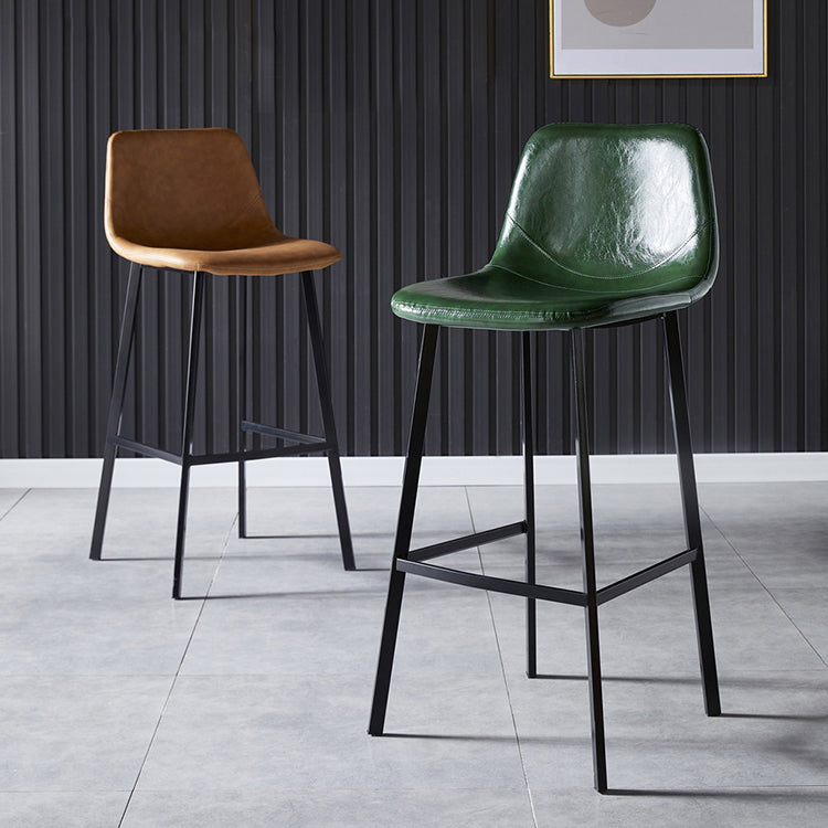 Scandinavian Leather Restaurant Stool Matte Finish Footrest Barstool