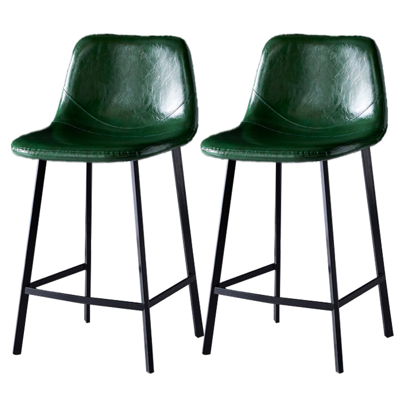 Scandinavian Leather Restaurant Stool Matte Finish Footrest Barstool