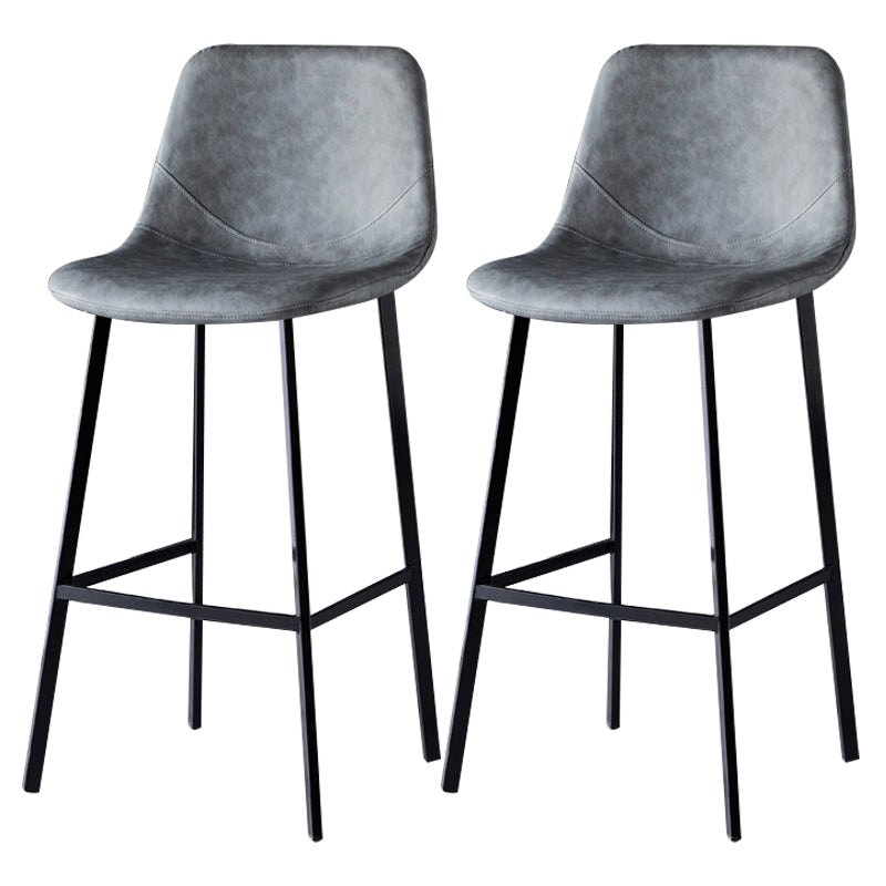 Scandinavian Leather Restaurant Stool Matte Finish Footrest Barstool