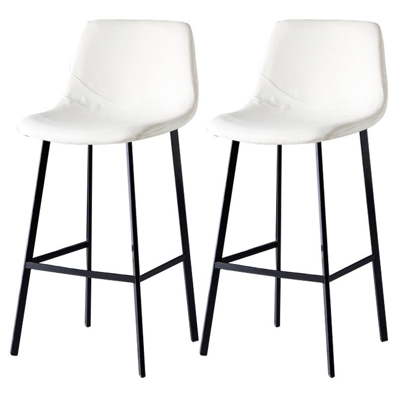 Scandinavian Leather Restaurant Stool Matte Finish Footrest Barstool