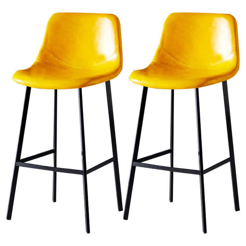 Scandinavian Leather Restaurant Stool Matte Finish Footrest Barstool