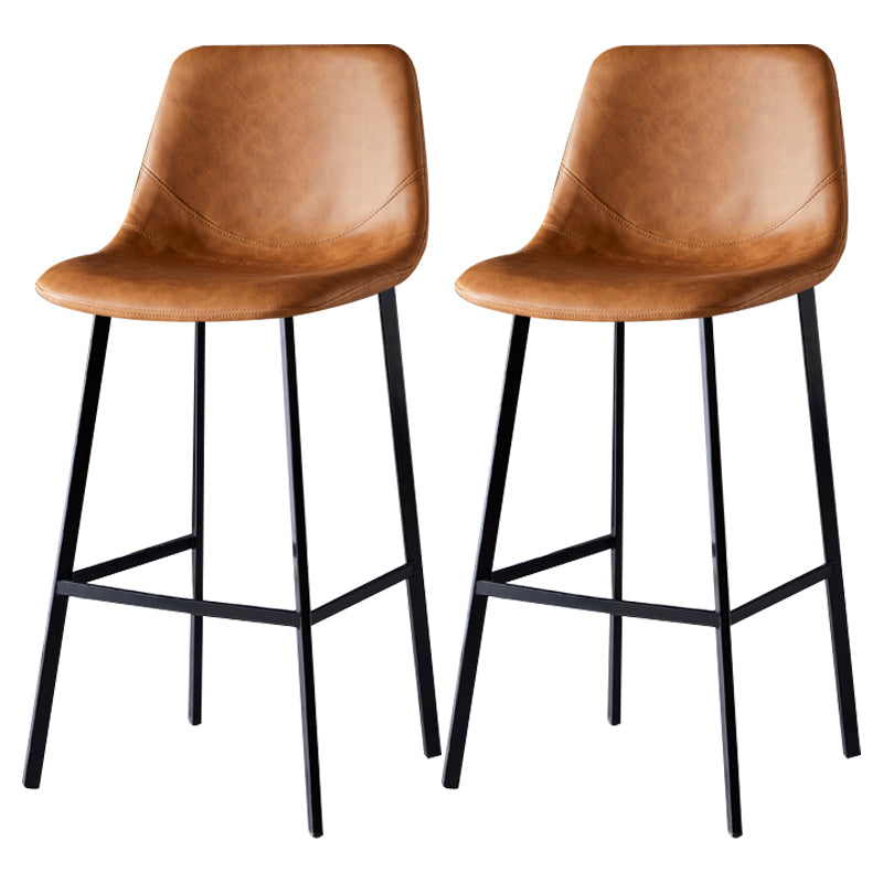 Scandinavian Leather Restaurant Stool Matte Finish Footrest Barstool
