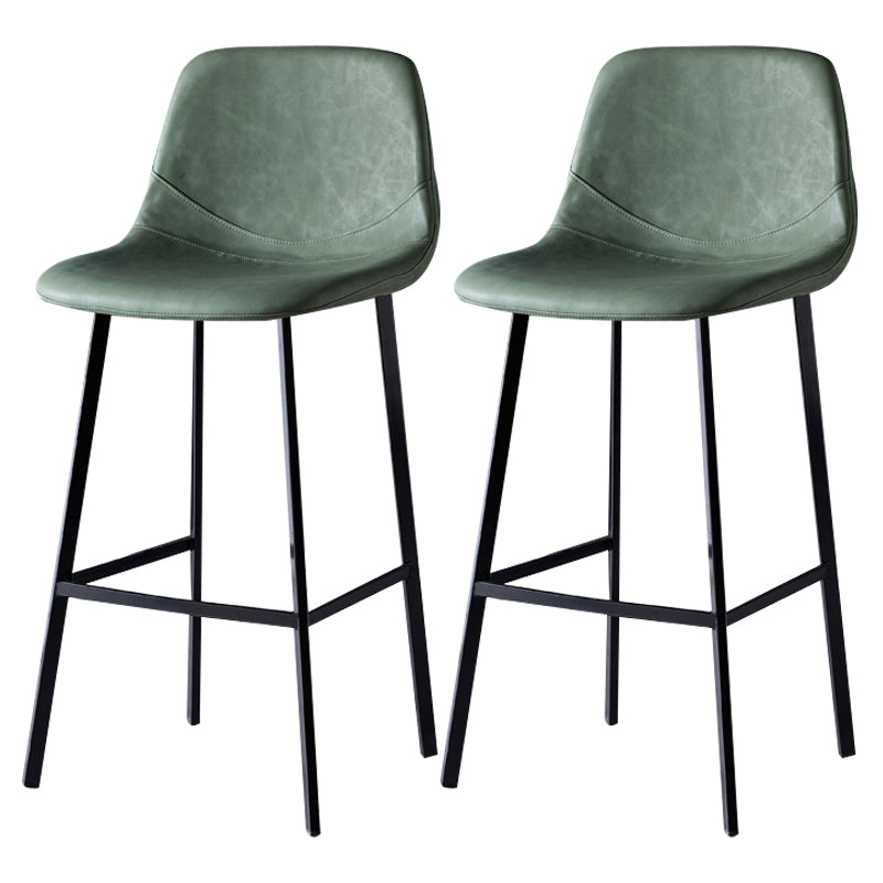 Scandinavian Leather Restaurant Stool Matte Finish Footrest Barstool