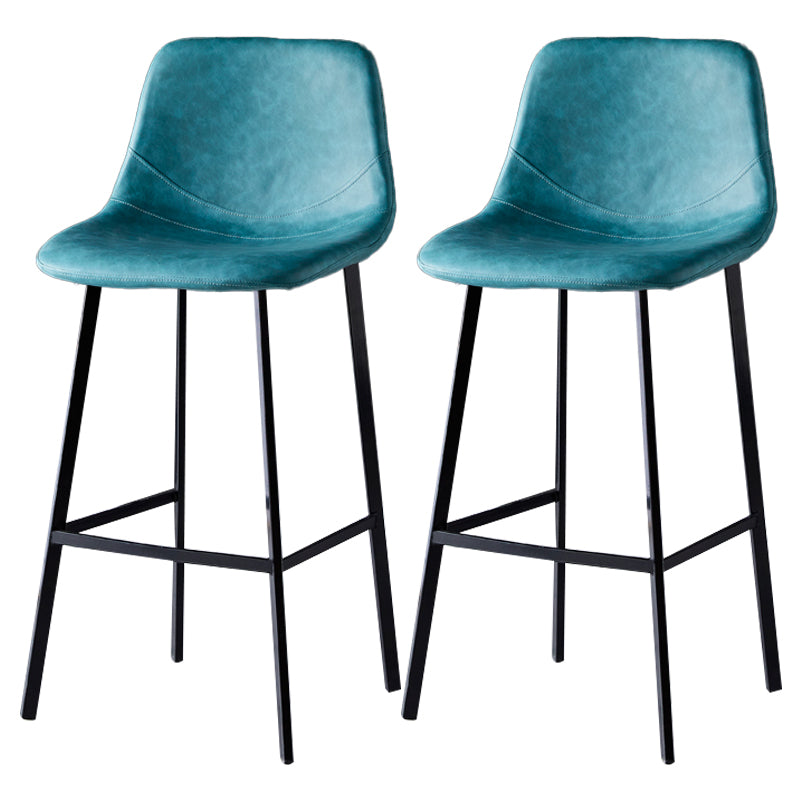 Scandinavian Leather Restaurant Stool Matte Finish Footrest Barstool