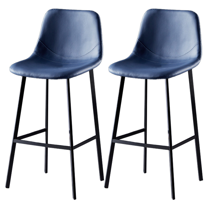 Scandinavian Leather Restaurant Stool Matte Finish Footrest Barstool