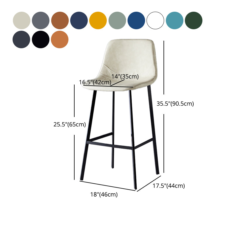Scandinavian Leather Restaurant Stool Matte Finish Footrest Barstool