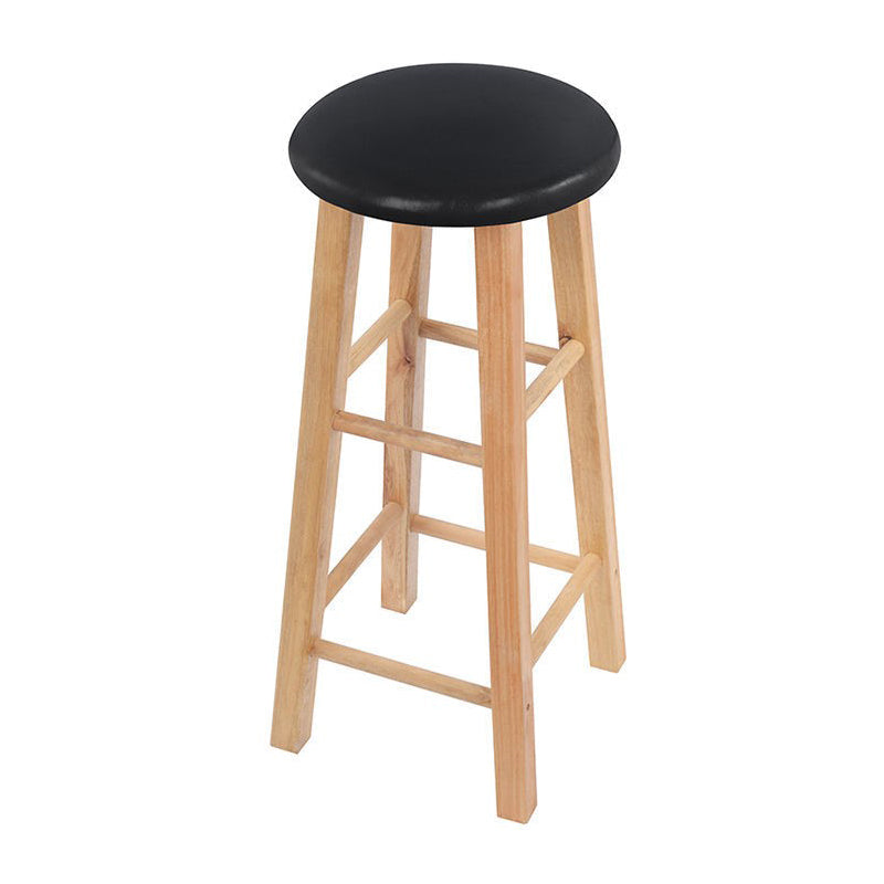 Modern Armless Counter Stool Rubber Wood Kitchen Bar Stool with Seat and Pedal