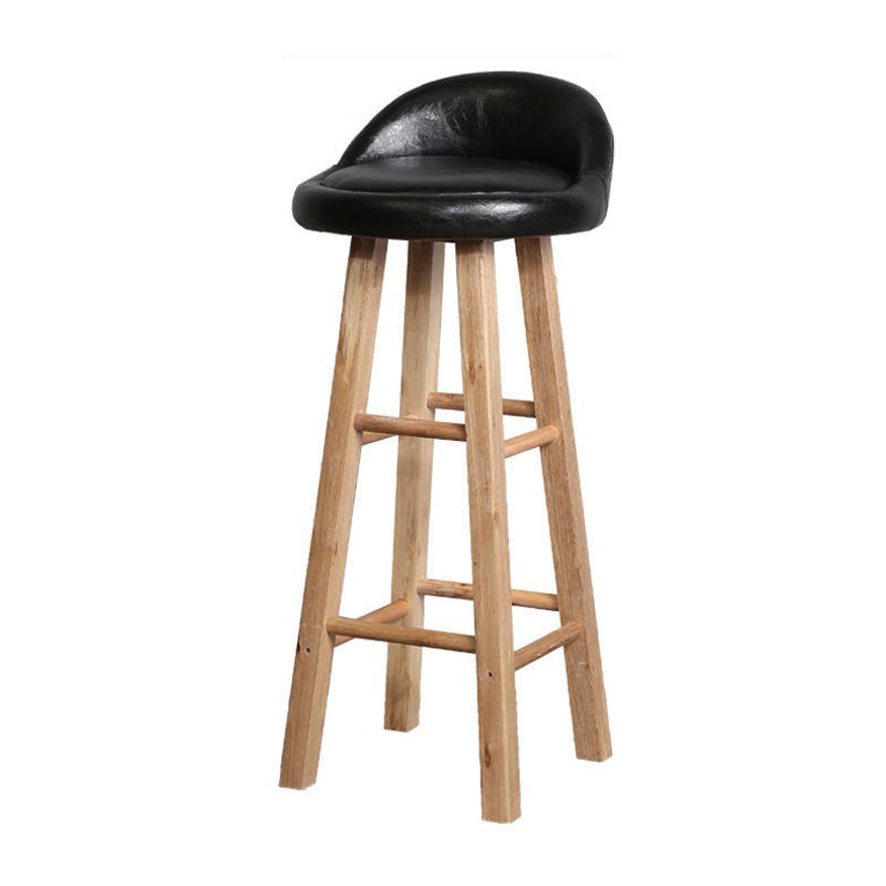 Modern Armless Counter Stool Rubber Wood Kitchen Bar Stool with Seat and Pedal