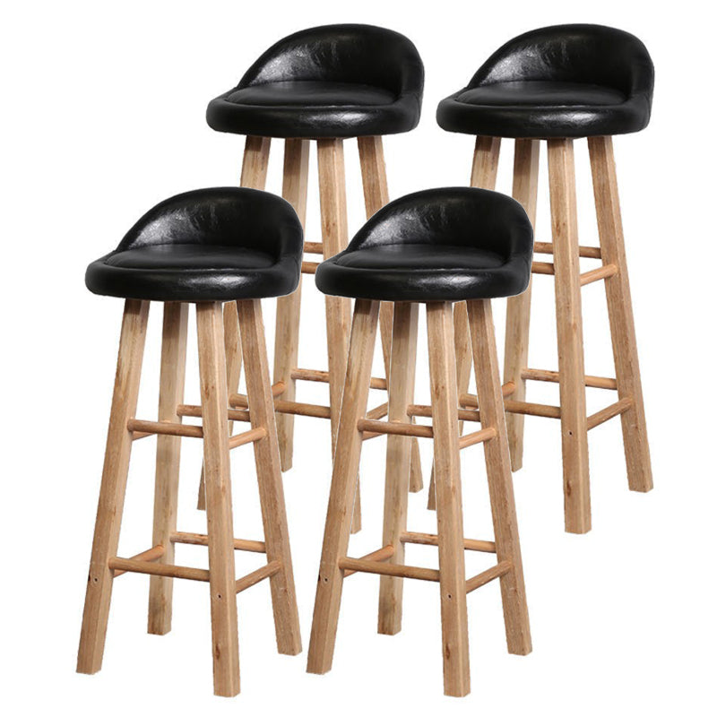 Modern Armless Counter Stool Rubber Wood Kitchen Bar Stool with Seat and Pedal