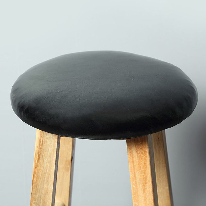 Modern Armless Counter Stool Rubber Wood Kitchen Bar Stool with Seat and Pedal