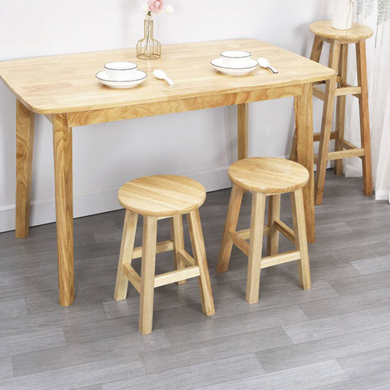 Modern Armless Counter Stool Rubber Wood Kitchen Bar Stool with Seat and Pedal