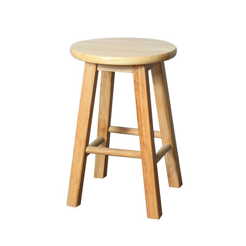 Modern Armless Counter Stool Rubber Wood Kitchen Bar Stool with Seat and Pedal