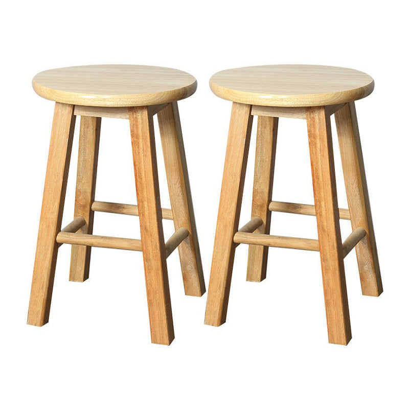 Modern Armless Counter Stool Rubber Wood Kitchen Bar Stool with Seat and Pedal