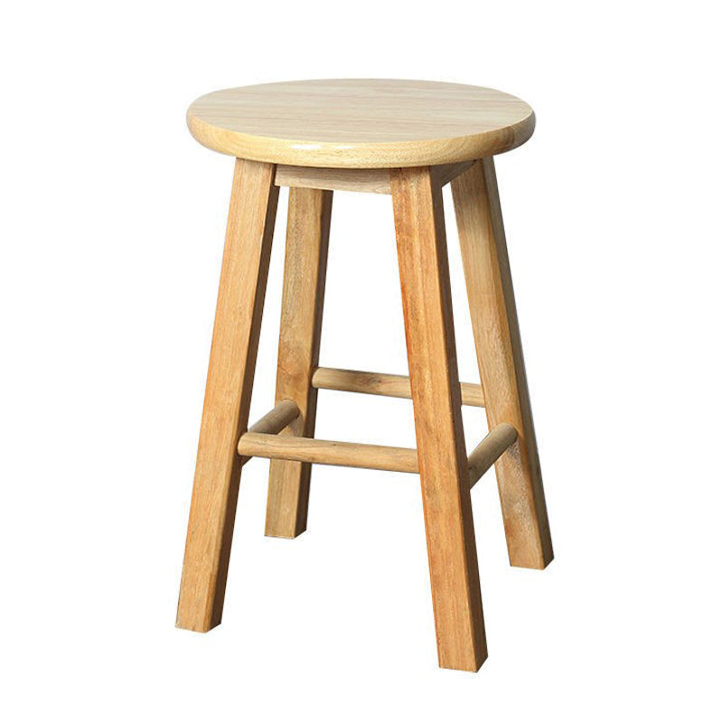 Modern Armless Counter Stool Rubber Wood Kitchen Bar Stool with Seat and Pedal