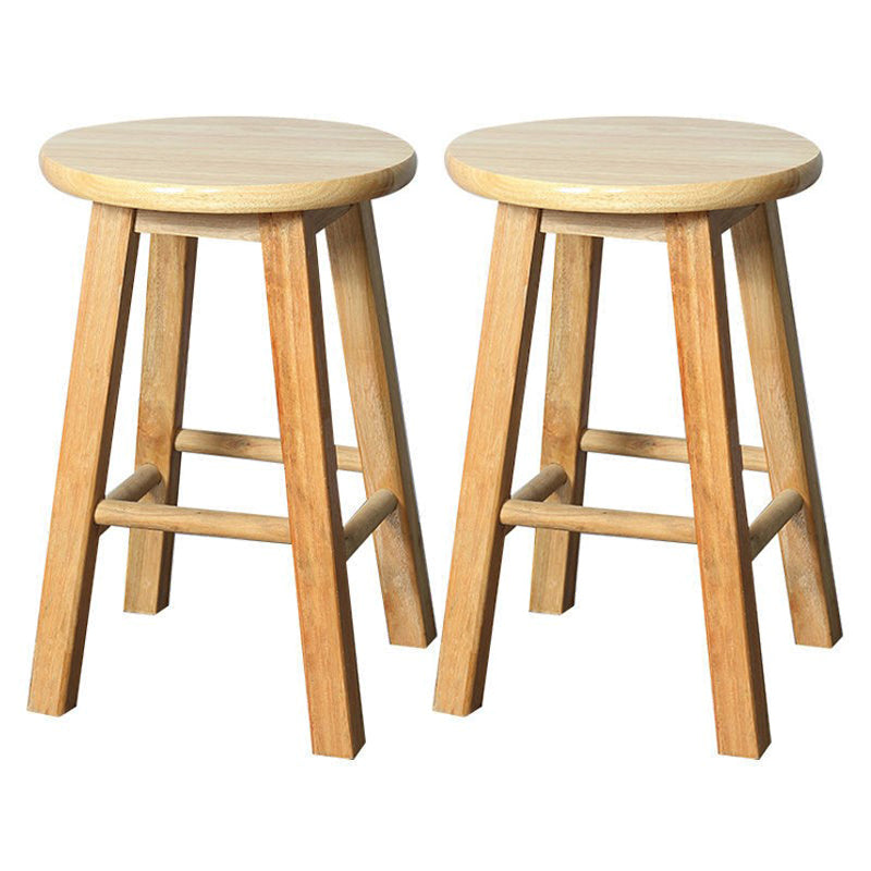 Modern Armless Counter Stool Rubber Wood Kitchen Bar Stool with Seat and Pedal