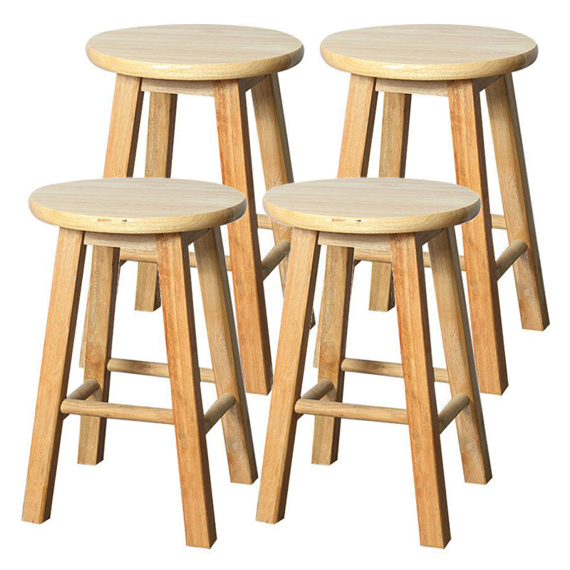 Modern Armless Counter Stool Rubber Wood Kitchen Bar Stool with Seat and Pedal