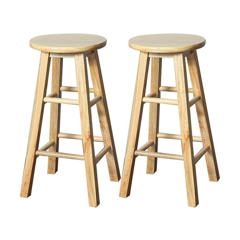 Modern Armless Counter Stool Rubber Wood Kitchen Bar Stool with Seat and Pedal