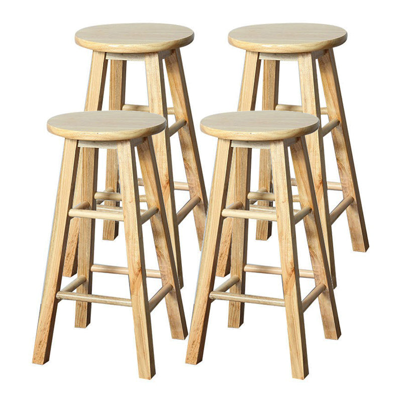 Modern Armless Counter Stool Rubber Wood Kitchen Bar Stool with Seat and Pedal