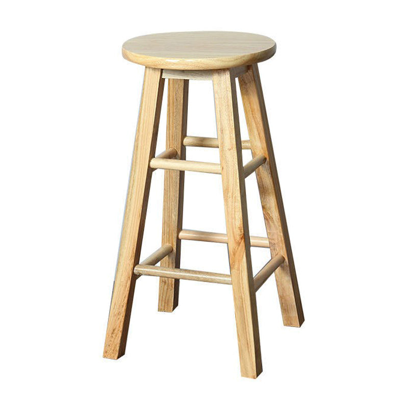 Modern Armless Counter Stool Rubber Wood Kitchen Bar Stool with Seat and Pedal