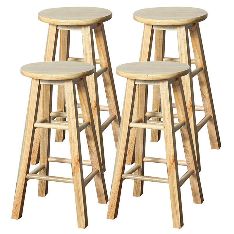 Modern Armless Counter Stool Rubber Wood Kitchen Bar Stool with Seat and Pedal