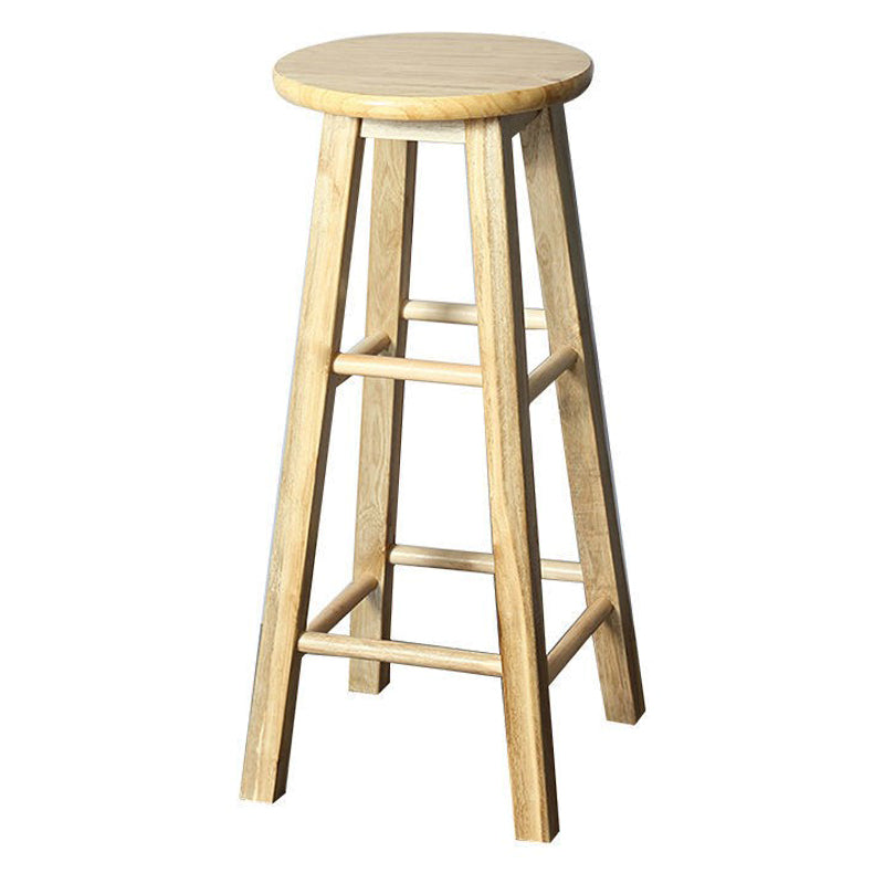 Modern Armless Counter Stool Rubber Wood Kitchen Bar Stool with Seat and Pedal