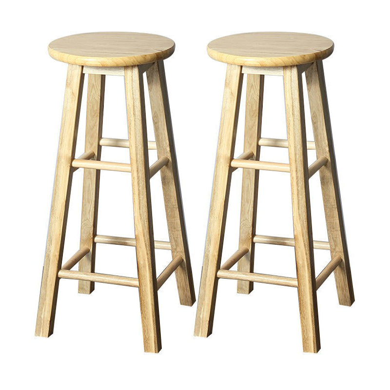 Modern Armless Counter Stool Rubber Wood Kitchen Bar Stool with Seat and Pedal
