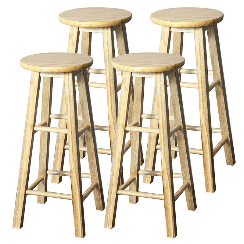 Modern Armless Counter Stool Rubber Wood Kitchen Bar Stool with Seat and Pedal