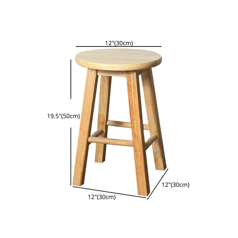 Modern Armless Counter Stool Rubber Wood Kitchen Bar Stool with Seat and Pedal