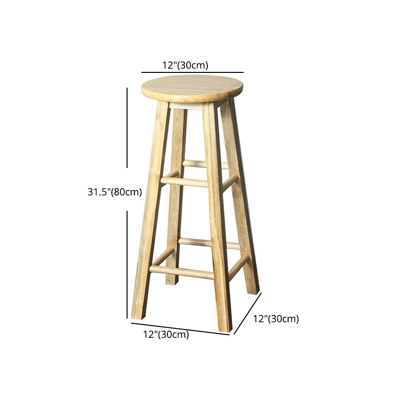 Modern Armless Counter Stool Rubber Wood Kitchen Bar Stool with Seat and Pedal