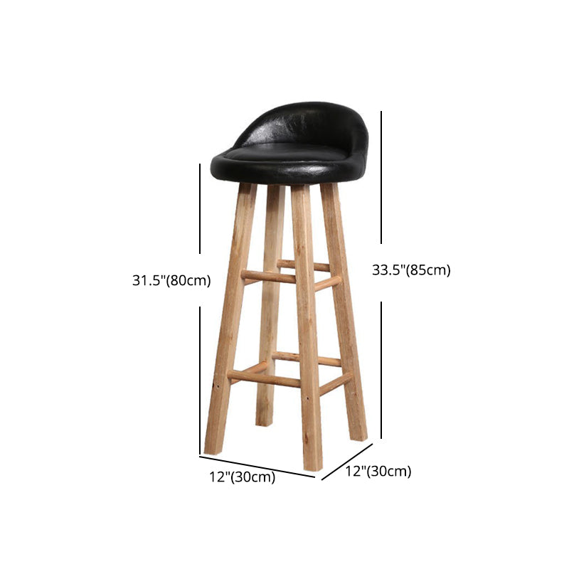 Modern Armless Counter Stool Rubber Wood Kitchen Bar Stool with Seat and Pedal