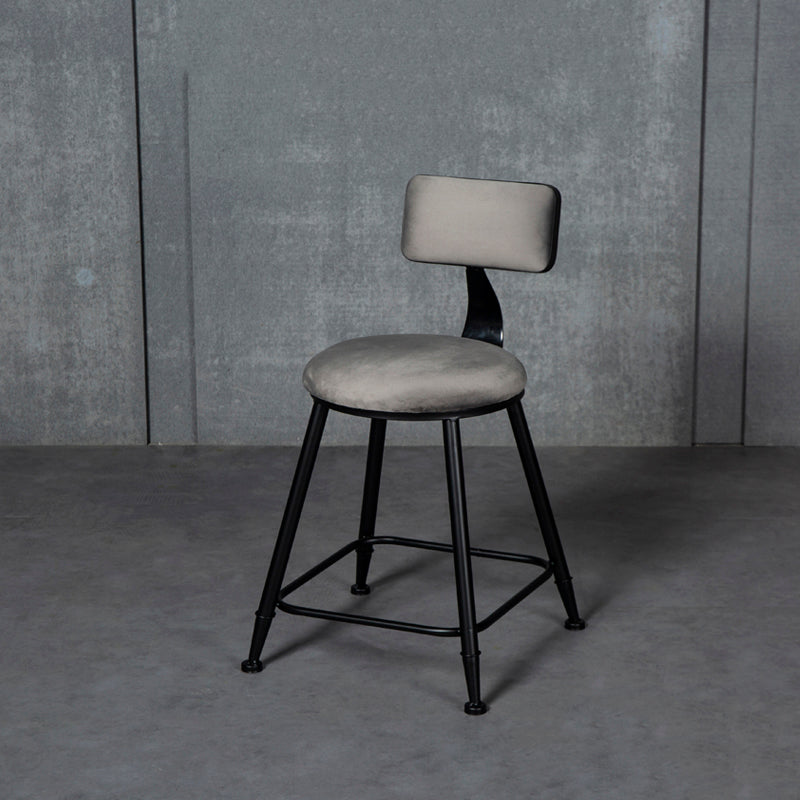 Industrial Armless Backrest Counter Stool Steel Cafe Bar Stool with Velvet Cushion