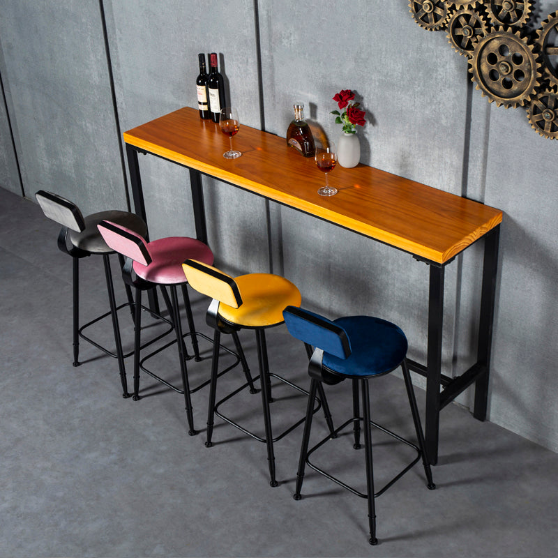 Industrial Armless Backrest Counter Stool Steel Cafe Bar Stool with Velvet Cushion