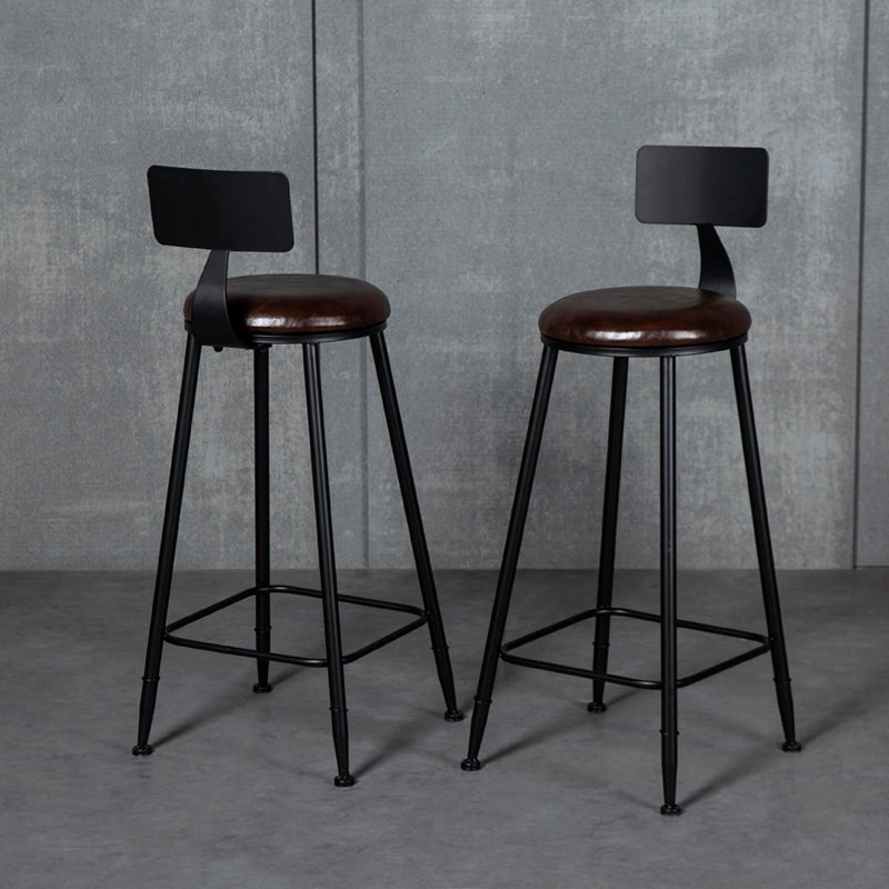 Industrial Armless Backrest Counter Stool Steel Cafe Bar Stool with Velvet Cushion