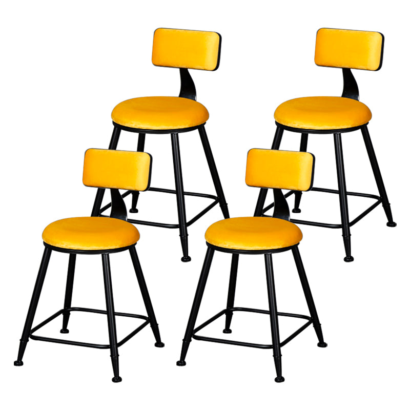 Industrial Armless Backrest Counter Stool Steel Cafe Bar Stool with Velvet Cushion
